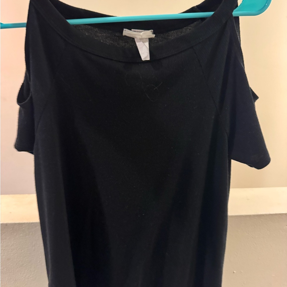 Black Peak-a-Boo Shoulder Women's Top